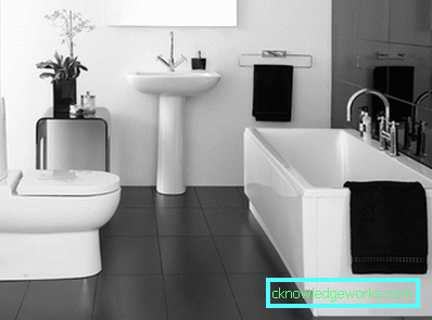 Црно-бело купатило - 105 фотографија савршене комбинације.