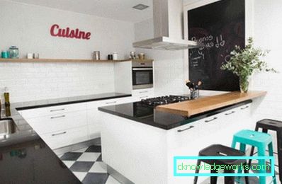 Црно-бела кухиња - фотографије интеријера и комбинација боја