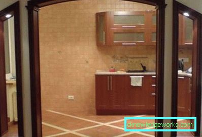Унутрашњи дизајн лука сухозида у кухињи фотографија