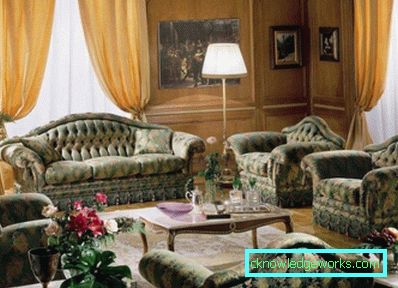 Дневна соба у енглеском стилу - фотографија
