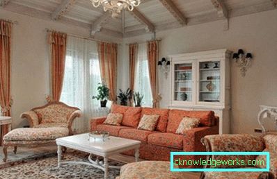 Дневни боравак у сеоском стилу - фотографије интеријера у стану