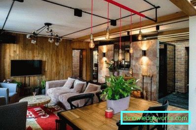 Дневна соба у стилу поткровља - фотографија интеријера у стану