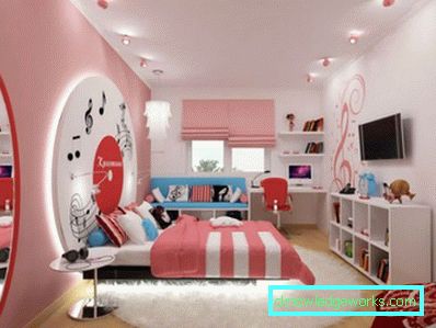 Плафон у дјечјој соби за дјечака и дјевојчицу - фотографија у унутрашњости