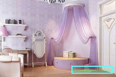 Лилац завјесе за дневну собу - фотографије интеријера